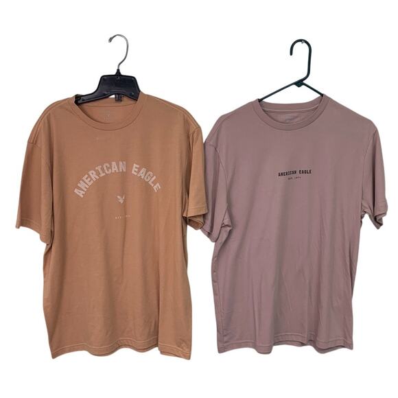2 New American Eagle Mens Medium Super Soft Standard Fit Short Sleeve Tee Shirts - Picture 1 of 4